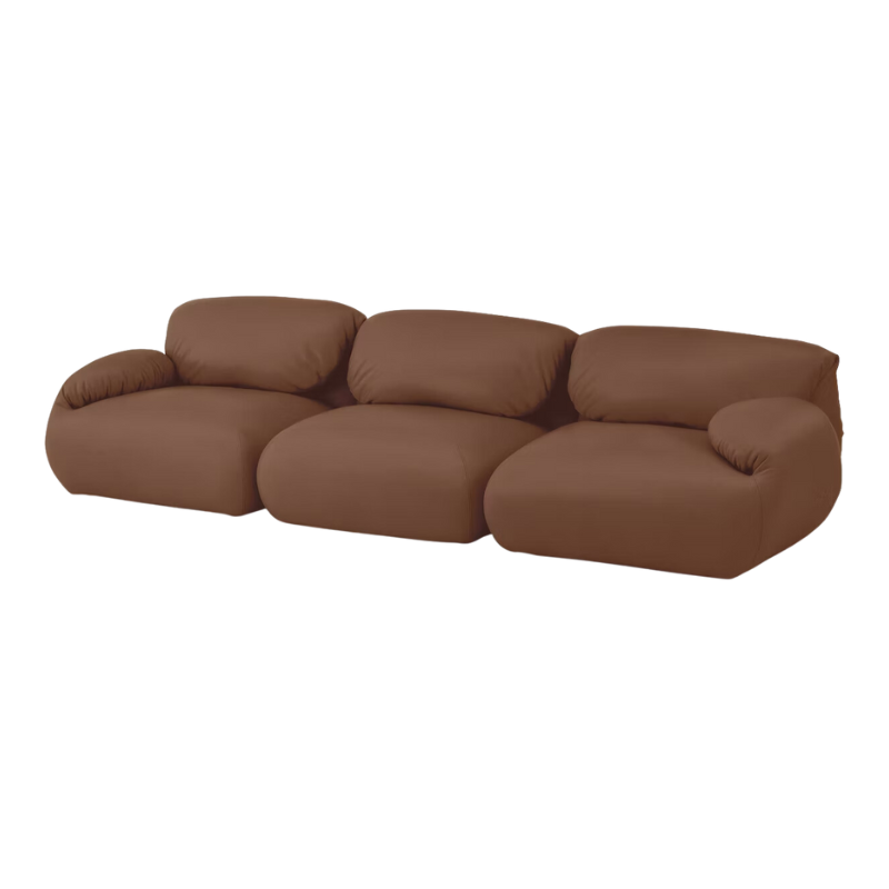 The three seater Luva Modular Sofa from Herman Miller with canyon raise leather.