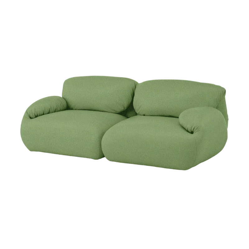 The two seater Luva Modular Sofa from Herman Miller with katydid beck fabric.