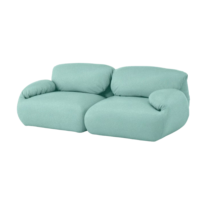 The two seater Luva Modular Sofa from Herman Miller with sea glass beck fabric.