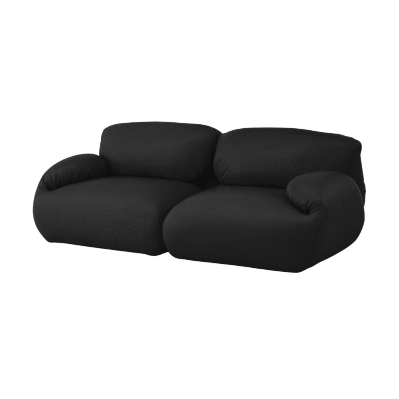 The two seater Luva Modular Sofa from Herman Miller with black raise leather.