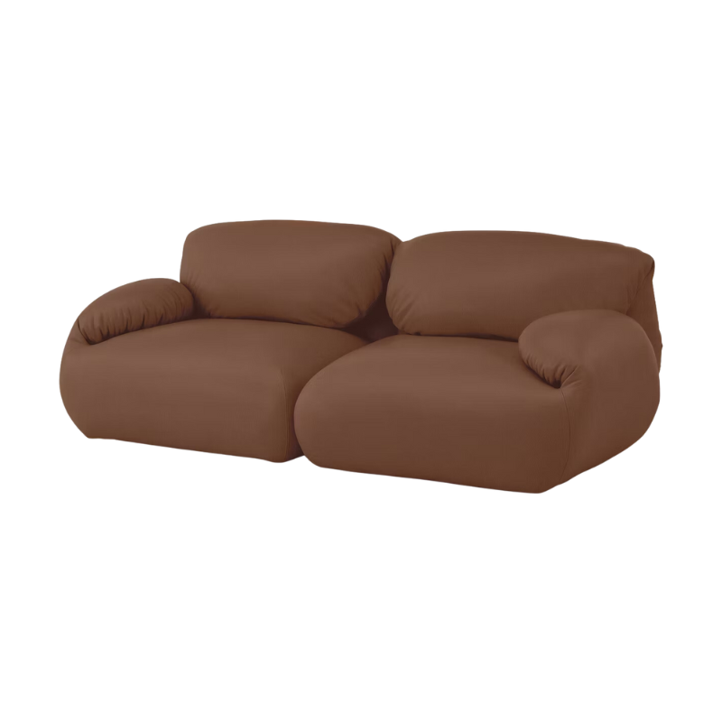 The two seater Luva Modular Sofa from Herman Miller with canyon raise leather.
