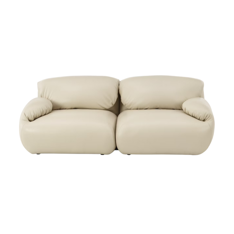 The two seater Luva Modular Sofa from Herman Miller with gesso raise leather.