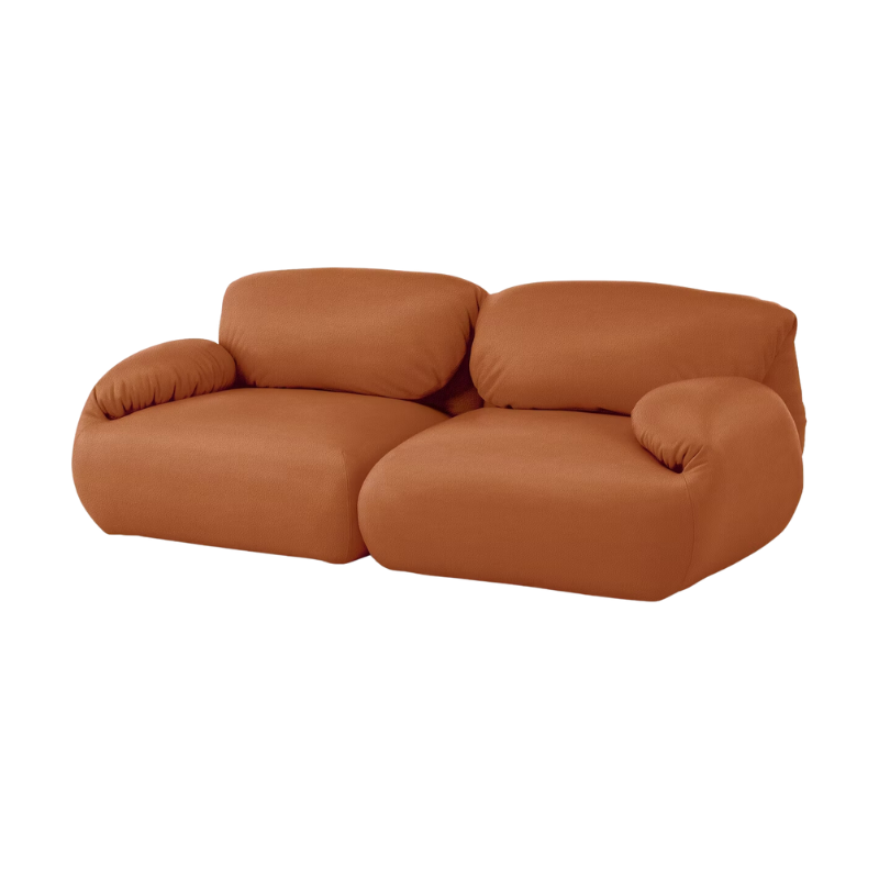 The two seater Luva Modular Sofa from Herman Miller with sienna raise leather.