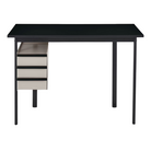 The Mode Desk from Herman Miller with the black laminate top with black handle and sandstone storage.