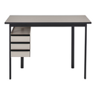 The Mode Desk from Herman Miller with the sandstone laminate top with black handle and sandstone storage.
