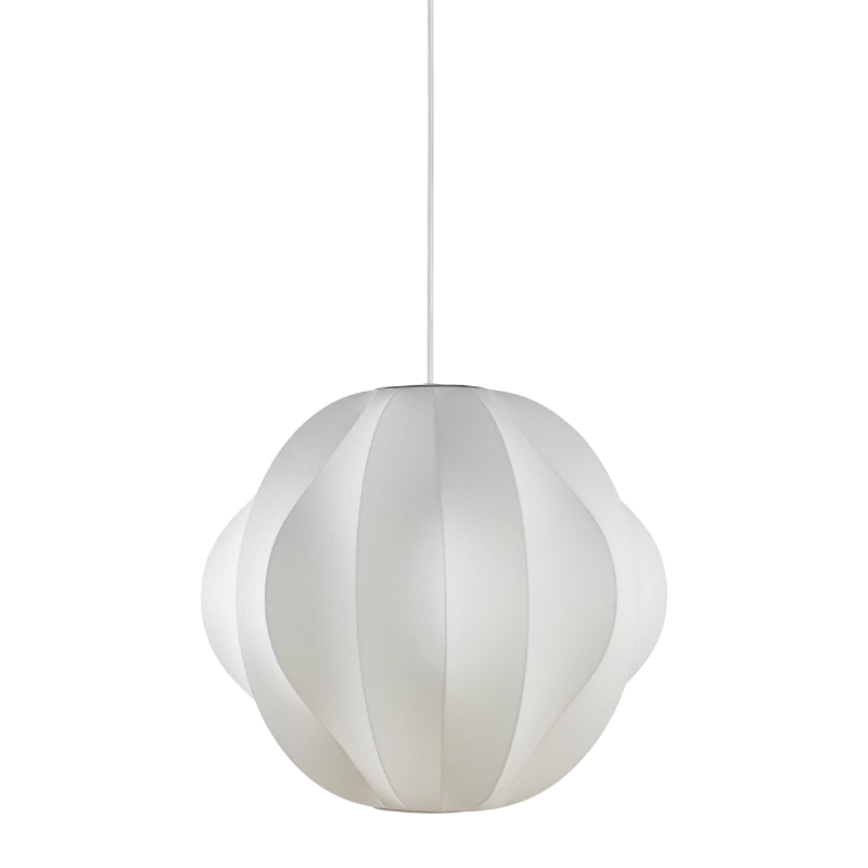 The Nelson® Bubble Orbit Pendant Light by George Nelson for Herman Miller features a globe-shaped pendant inspired by military technology of self-webbing plastic sprayed across a steel metal frame. This ethereal lamp comes in two sizes with an adaptable 10 ft cord. The Nelson® Orbit Bubble light emits a warm and generous glow to a room.