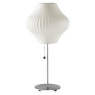 The Nelson® Pear Lotus Table Lamp, an elegant elongated shade on a steel base, emits a soft, diffused light. The timeless Nelson® Bubble Lamps, originally designed in 1952, beautifully complement contemporary interiors. Base available with or without walnut cover.
