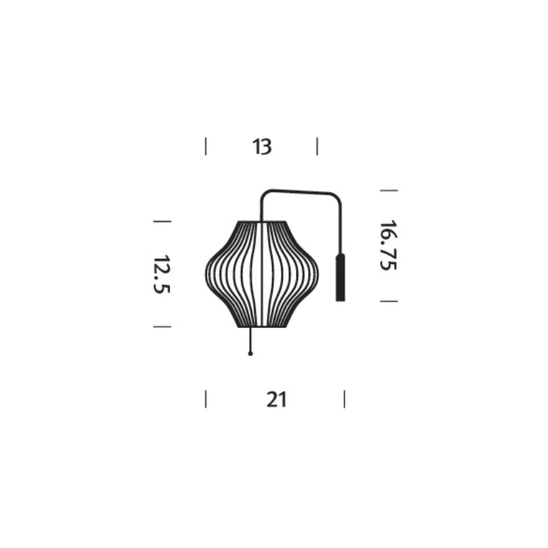 The dimensions of the Nelson Pear Wall Sconce from Herman Miller.