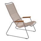 The CLICK outdoor lounge chair is an extension of the CLICK Rocking chair, offering the same level of comfort. It features lamellas with the right resilience for cushion-free comfort. These lamellas can be easily clicked on and off, allowing you to modify the chair's look by changing or mixing different colors. The CLICK Lounge chair is available in 13 colors, providing plenty of options for customization.
