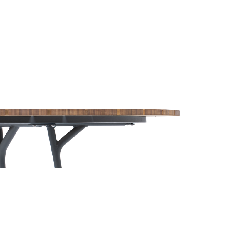 The CIRCLE outdoor dining table by Houe features a bamboo table top with a granite stone center and grey aluminum legs. This outdoor dining table is elegant and thoughtfully designed and will make a great addition to your garden. Its unique leg construction allows for free seating, as the legs are drawn in under the table providing ample legroom for a comfortable dining experience. 