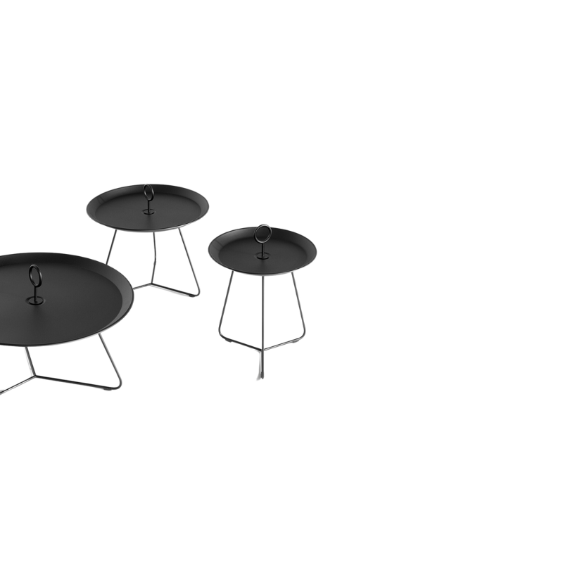 This beautiful, graphic side table can be used in many different ways, individually or in a combination of different sizes and colors. The EYELET Tray tables are easy to move to where they are needed whether it is indoor or outdoor. The EYELET Tray table has a special drain system which keeps the tray free from water after rain. The EYELET Tray table is made in powder coated steel and aluminum with 3 different sizes and 7 different colors.