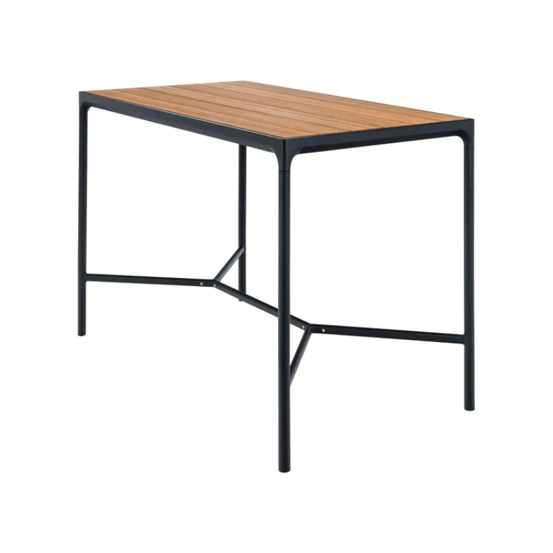 This is the FOUR table in a bar table version. This table looks great together with HOUE bar stools from the CLIPS, ReCLIPS and PAON collections! Table top in bamboo and leg construction in powder coated black aluminum. 