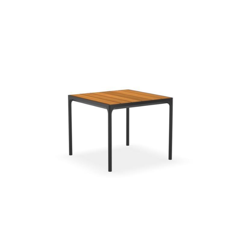 A dining table with a top and four legs – that is what you get in FOUR, no matter which size you choose. The special developed extruded profile in the table frame makes FOUR a remarkable strong table. FOUR in 4 different sizes with table top options in bamboo or black metal, with legs in powder coated black or grey aluminum.