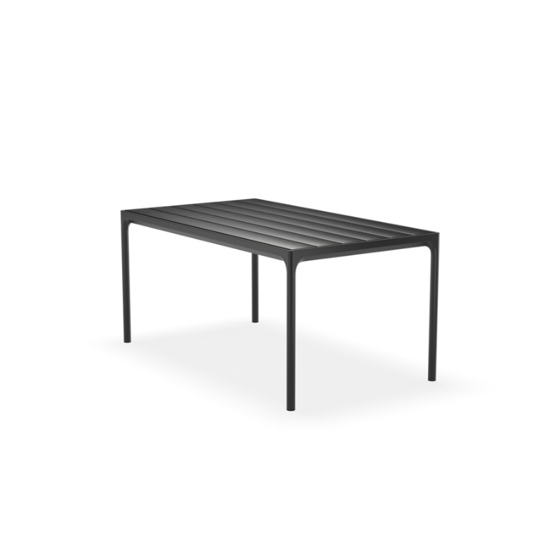 A dining table with a top and four legs – that is what you get in FOUR, no matter which size you choose. The special developed extruded profile in the table frame makes FOUR a remarkable strong table. FOUR in 4 different sizes with table top options in bamboo or black metal, with legs in powder coated black or grey aluminum.