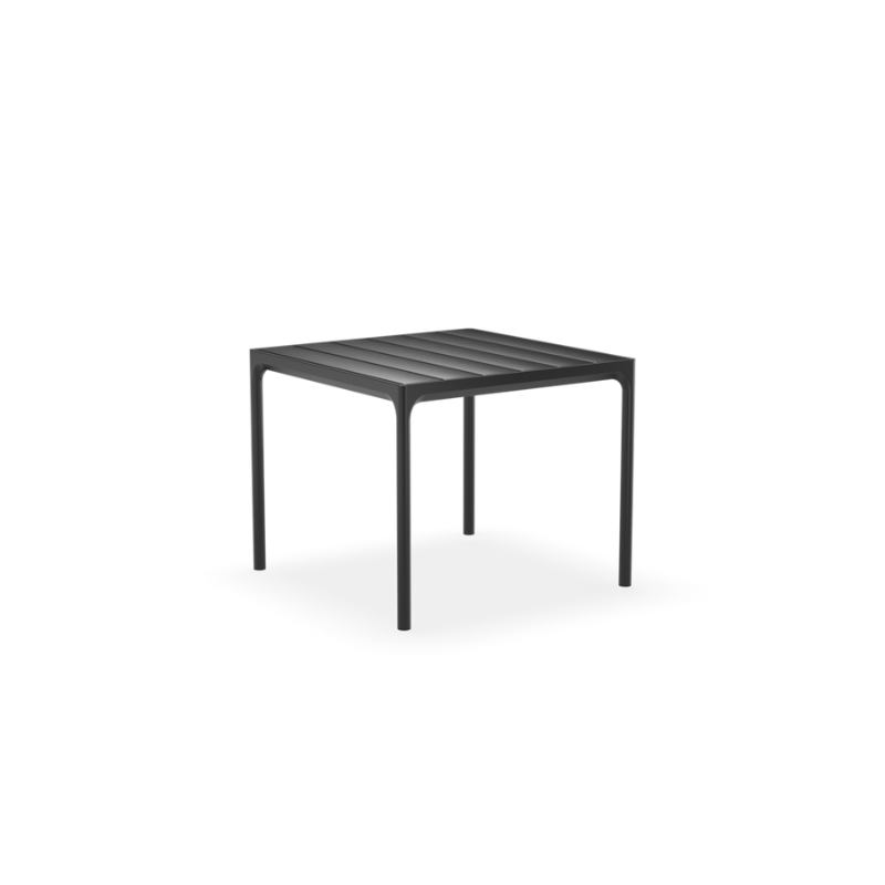 A dining table with a top and four legs – that is what you get in FOUR, no matter which size you choose. The special developed extruded profile in the table frame makes FOUR a remarkable strong table. FOUR in 4 different sizes with table top options in bamboo or black metal, with legs in powder coated black or grey aluminum.