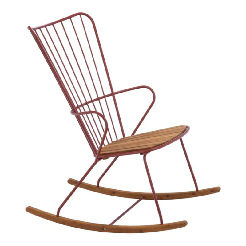 The PAON outdoor rocking chair has Scandinavian influences in its design, but with a touch of French Victorian romance. The PAON chairs provides optimal seating comfort which you would not expect from a metal chair!
