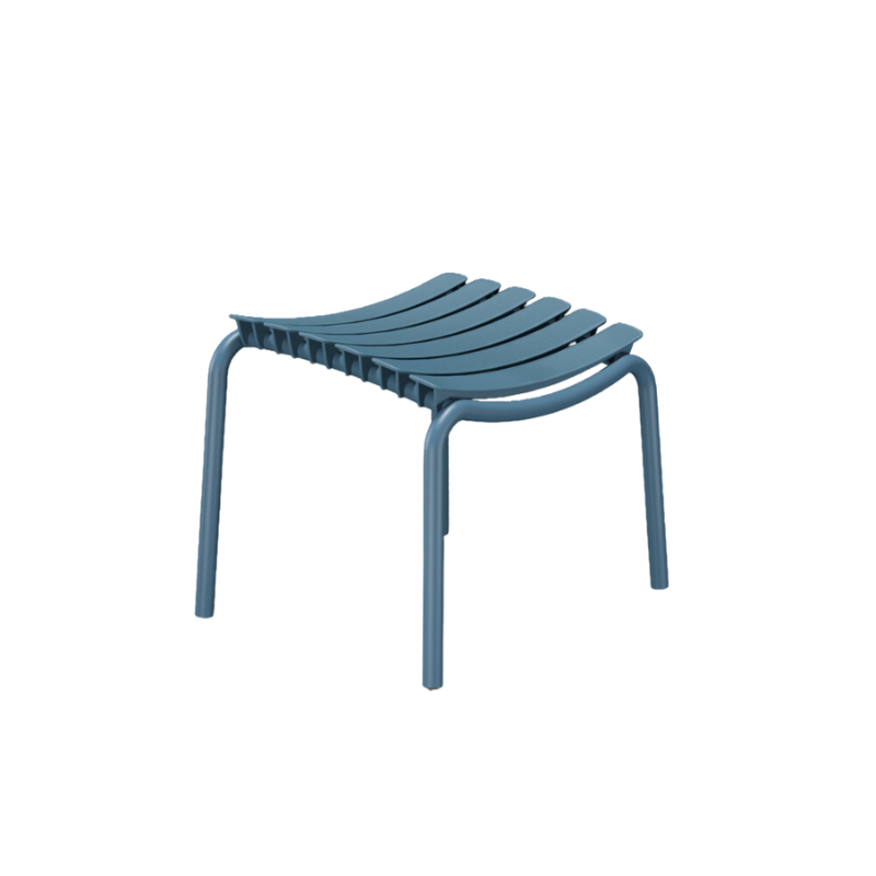ReCLIPS Footrest is complete in form and function with the perfect support for your legs when you relax in the ReCLIPS Lounge chair or ReCLIPS Rocking chair. The ReCLIPS Footrest comes in 4 mono colors with an aluminum frame combined with the UV protected plastic lamellas to keep the maintenance to a minimum.