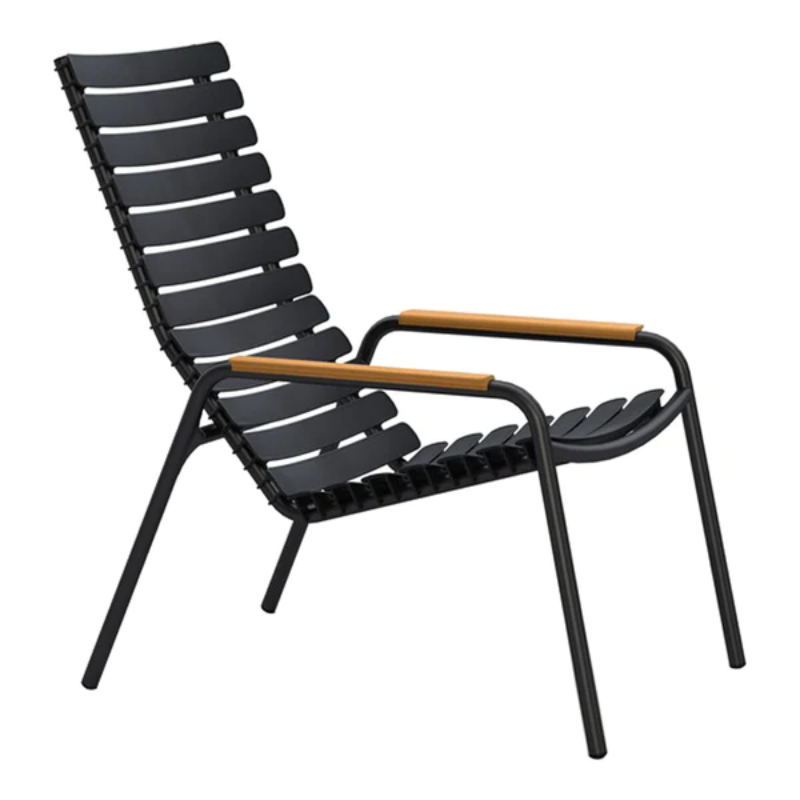 The ReCLIPS Lounge Chairs come in four colors with the option of adding bamboo armrests. The combination of the aluminum frame with UV-protected plastic lamellas ensures minimal maintenance, making these chairs an ideal choice for hassle-free use. Like all good designs, these lounge chairs are not just beautiful but practical as well.