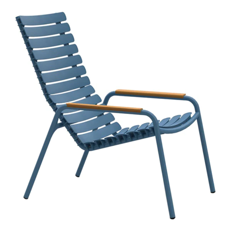 The ReCLIPS Lounge Chairs come in four colors with the option of adding bamboo armrests. The combination of the aluminum frame with UV-protected plastic lamellas ensures minimal maintenance, making these chairs an ideal choice for hassle-free use. Like all good designs, these lounge chairs are not just beautiful but practical as well.