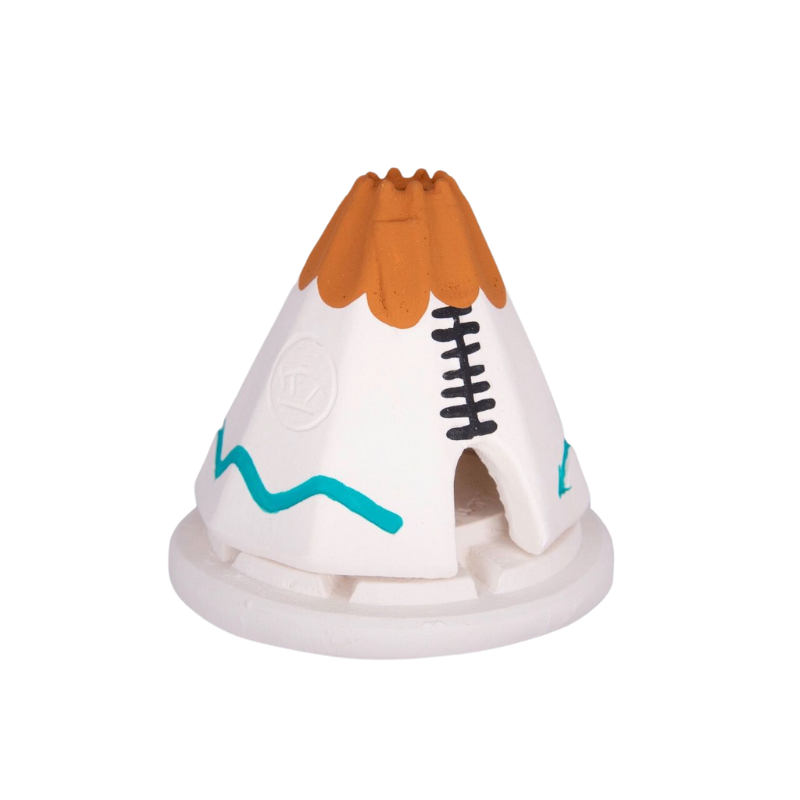 The White Teepee Incense Burner from Inscents from a side angle.