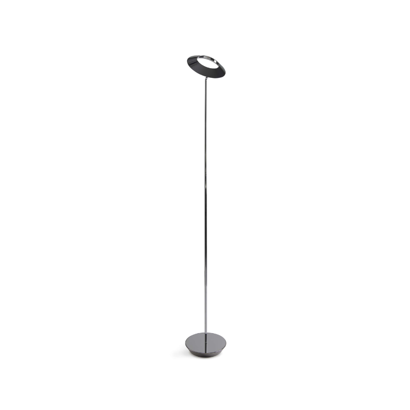The Royyo Floor Lamp from Koncept with the chrome body and chrome base.