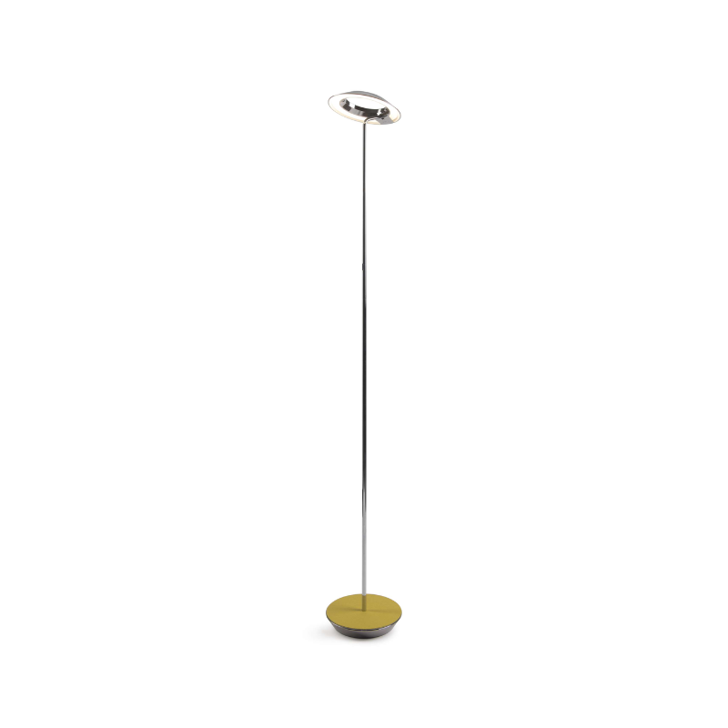 The Royyo Floor Lamp from Koncept with the chrome body and honeydew felt base.
