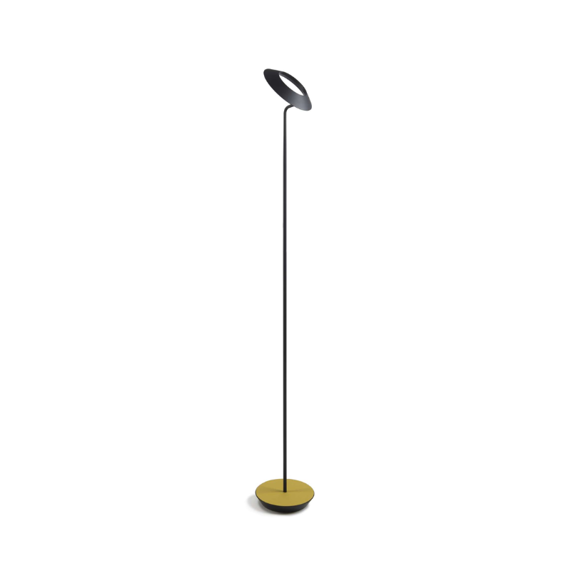The Royyo Floor Lamp from Koncept with the matte black body and honeydew felt base.