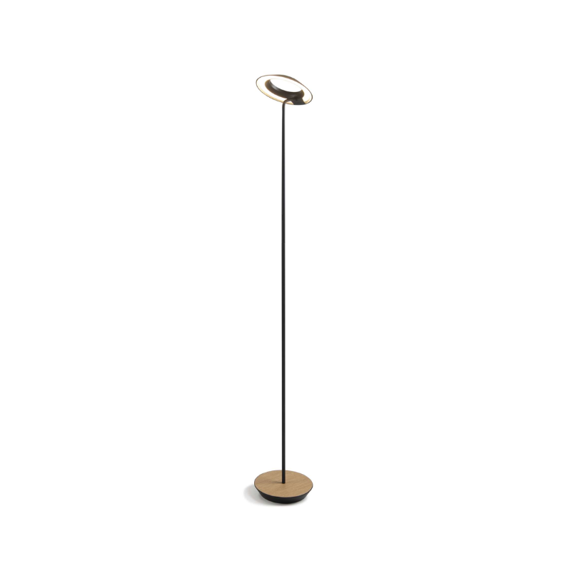 The Royyo Floor Lamp from Koncept with the matte black body and white oak base.