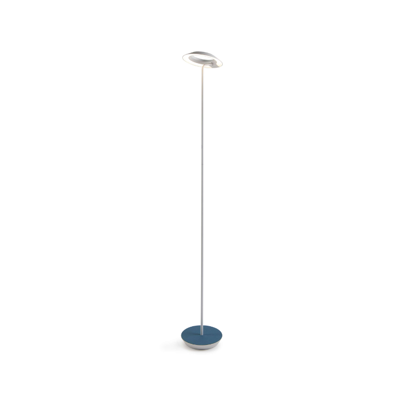 The Royyo Floor Lamp from Koncept with the matte white body and azure felt base.