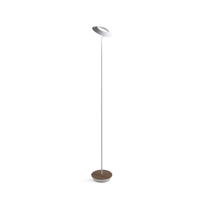 The Royyo Floor Lamp from Koncept with the matte white body and oiled walnut base.