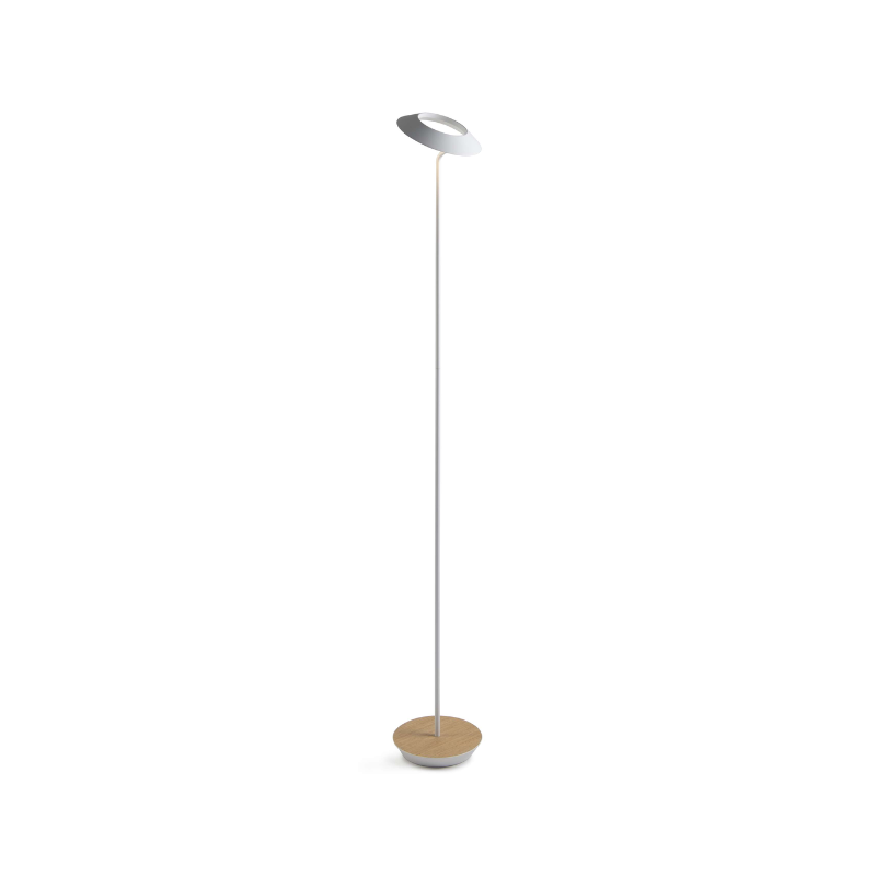 The Royyo Floor Lamp from Koncept with the matte white body and white oak base.
