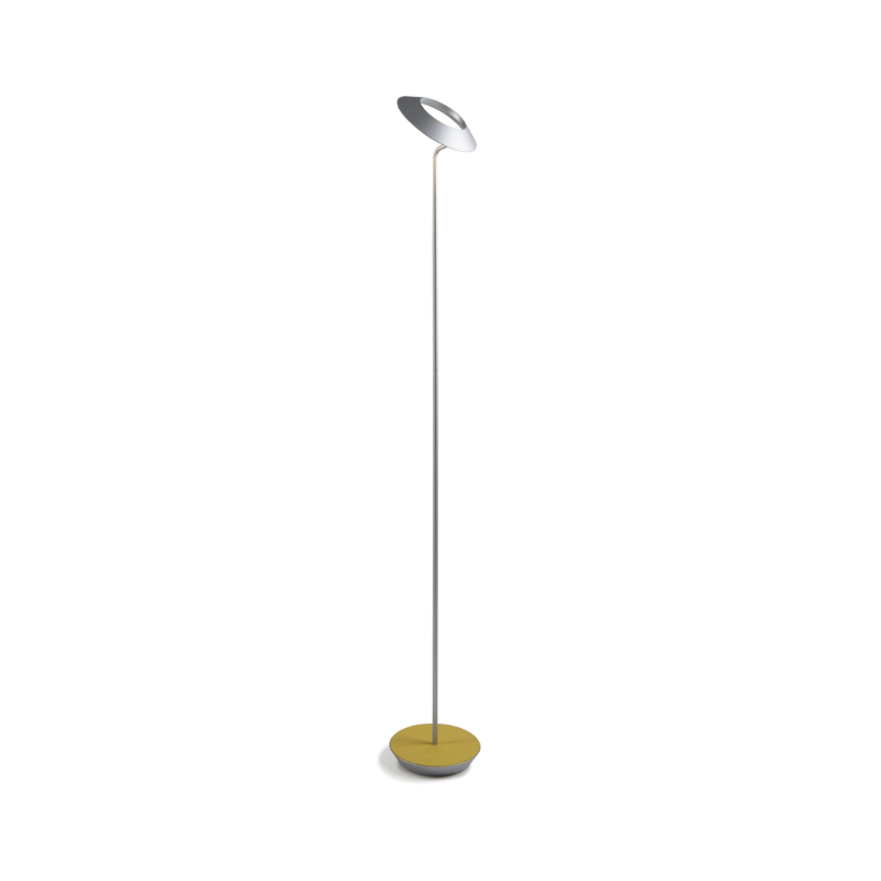 The Royyo Floor Lamp from Koncept with the silver body and honeydew felt base.