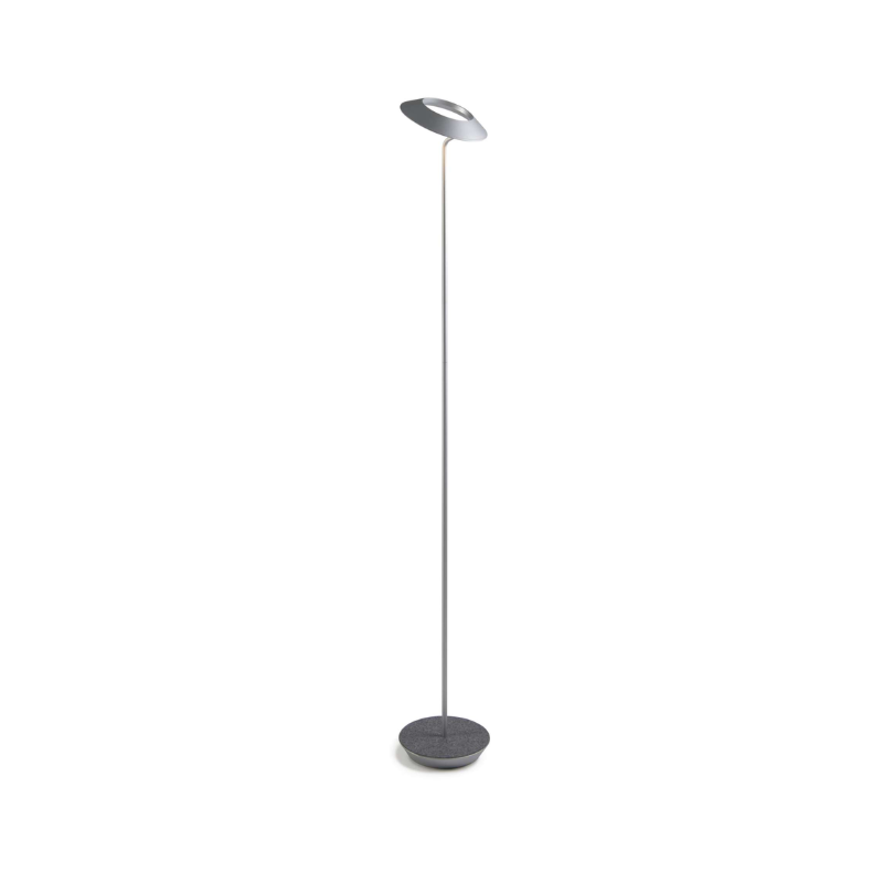 The Royyo Floor Lamp from Koncept with the silver body and oxford felt base.