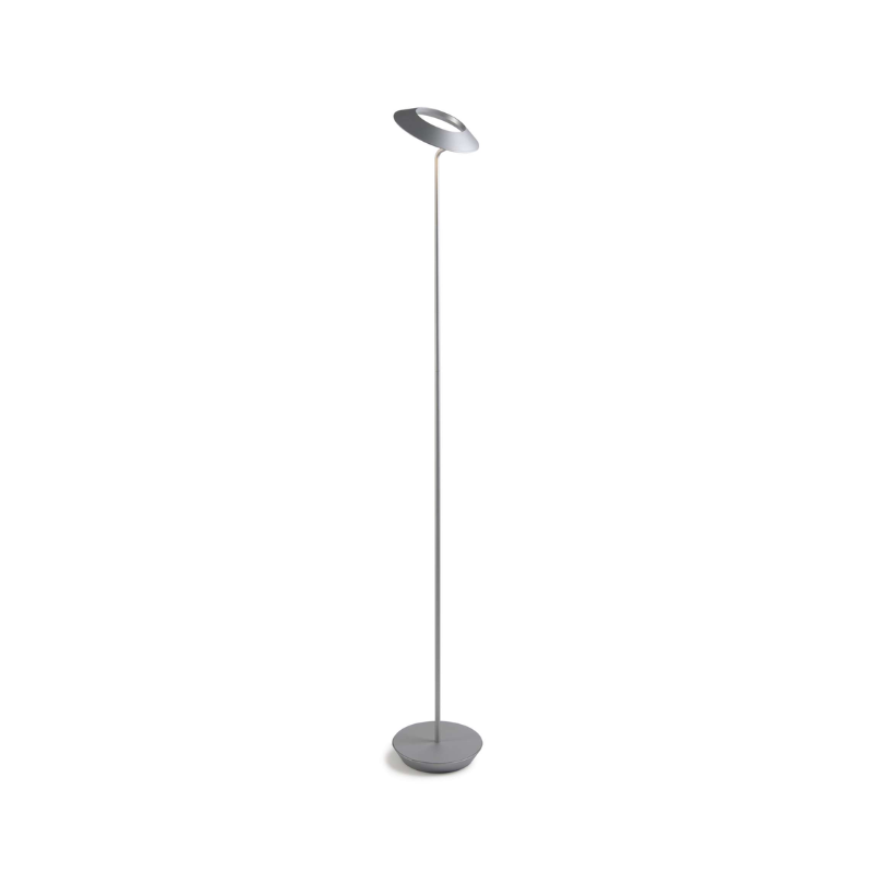 The Royyo Floor Lamp from Koncept with the silver body and silver base.