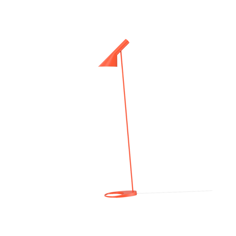 The AJ Floor Lamp designed by Arne Jacobsen for Louis Poulsen features a slim profile that fits in perfectly with every room. The fixture emits downward-directed light and the angle of the shade can be adjusted to optimize light distribution.