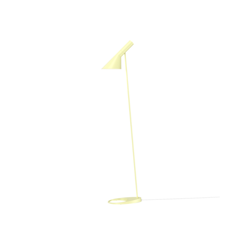 The AJ Floor Lamp designed by Arne Jacobsen for Louis Poulsen features a slim profile that fits in perfectly with every room. The fixture emits downward-directed light and the angle of the shade can be adjusted to optimize light distribution.