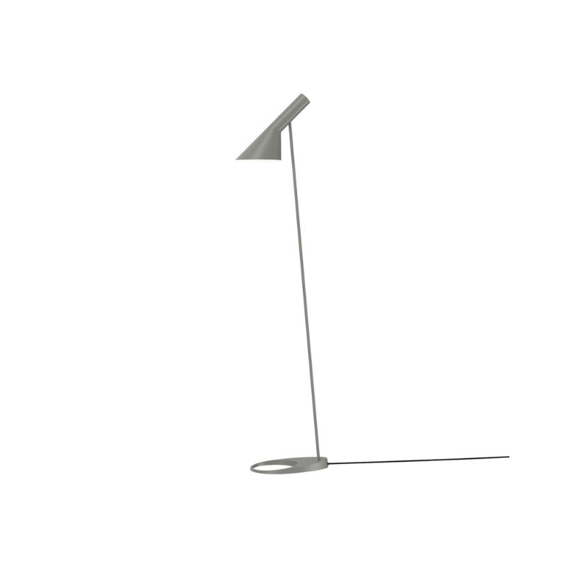 The AJ Floor Lamp designed by Arne Jacobsen for Louis Poulsen features a slim profile that fits in perfectly with every room. The fixture emits downward-directed light and the angle of the shade can be adjusted to optimize light distribution.