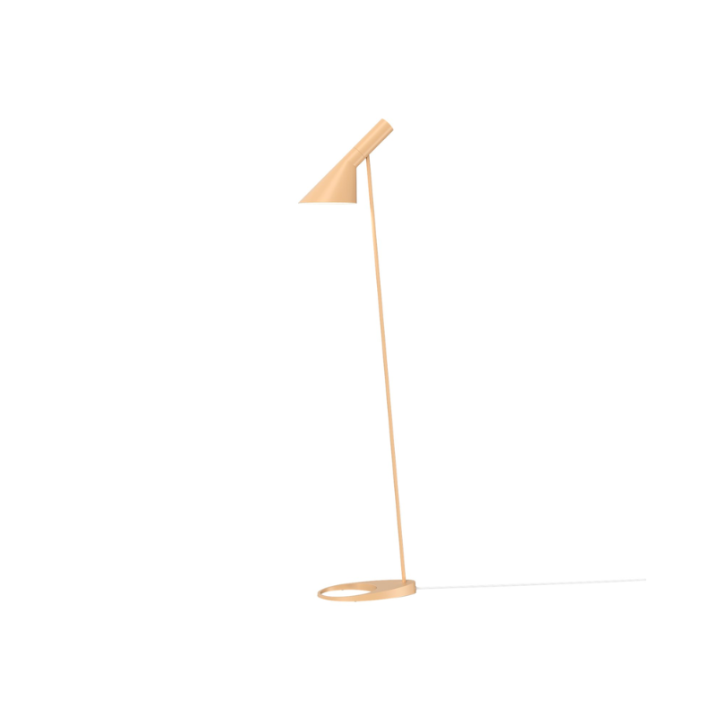 The AJ Floor Lamp designed by Arne Jacobsen for Louis Poulsen features a slim profile that fits in perfectly with every room. The fixture emits downward-directed light and the angle of the shade can be adjusted to optimize light distribution.