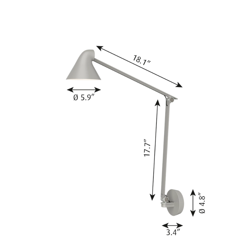 The NJP series was designed by Oki Sato, with the intention of producing a new interpretation of the classic anglepoise lamp. The NJP Wall lamp’s flexible head and arms provide exceptional adjustability, which is often lacking in standard wall lights. One refined yet practical detail is the fixture's chimney-shaped head, which reflects some of the light through the rear.