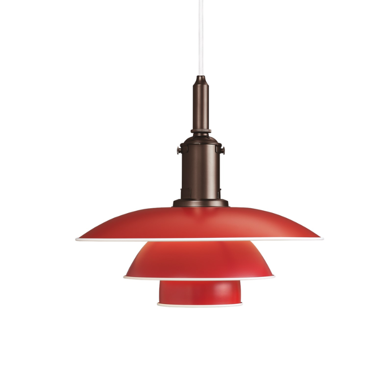 The PH 3½-3 Pendant Light from Louis Poulsen in red.