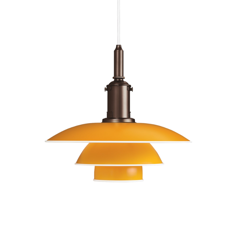 The PH 3½-3 Pendant Light from Louis Poulsen in yellow.