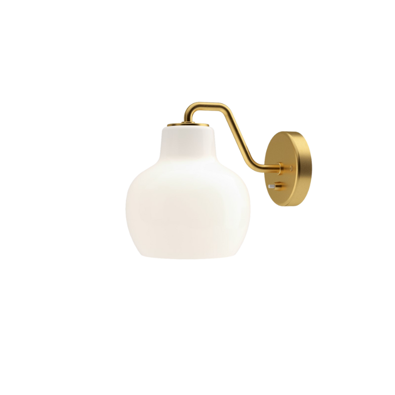 The VL Ring Crown wall sconce by Louis Poulsen has a characteristically organic form that emits light directed primarily downwards, while the opal glass provides a comfortable and uniform illumination of the area around the fixture.