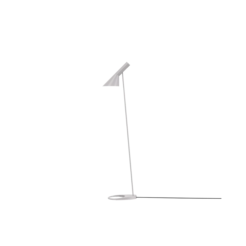 The AJ Floor Lamp designed by Arne Jacobsen for Louis Poulsen features a slim profile that fits in perfectly with every room. The fixture emits downward-directed light and the angle of the shade can be adjusted to optimize light distribution.
