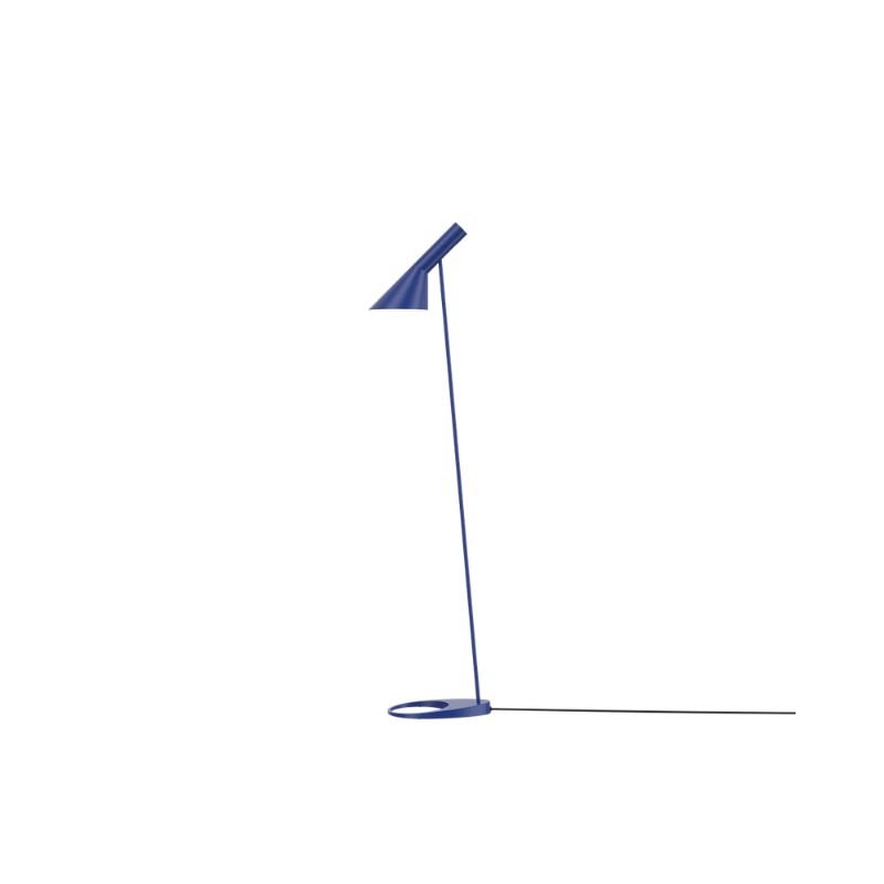 The AJ Floor Lamp designed by Arne Jacobsen for Louis Poulsen features a slim profile that fits in perfectly with every room. The fixture emits downward-directed light and the angle of the shade can be adjusted to optimize light distribution.