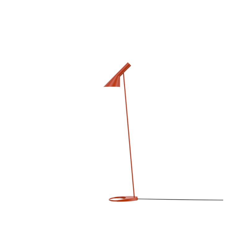 The AJ Floor Lamp designed by Arne Jacobsen for Louis Poulsen features a slim profile that fits in perfectly with every room. The fixture emits downward-directed light and the angle of the shade can be adjusted to optimize light distribution.