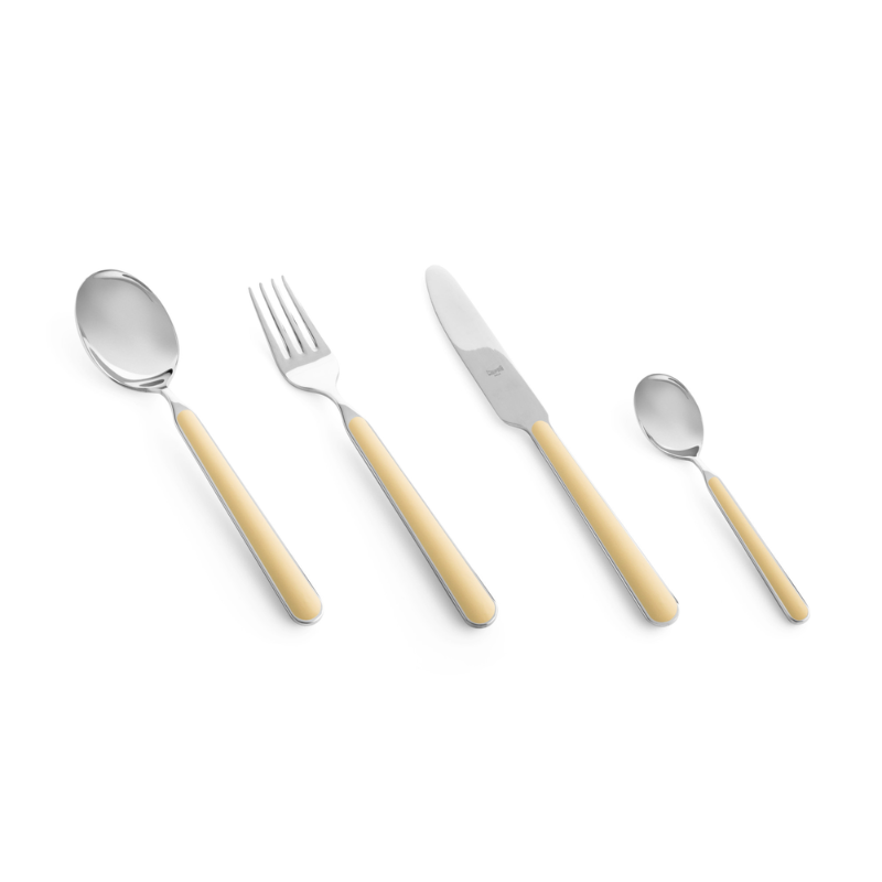 The Fantasia 16 Piece Cutlery Set from Mepra (4 of each per set) in vanilla.