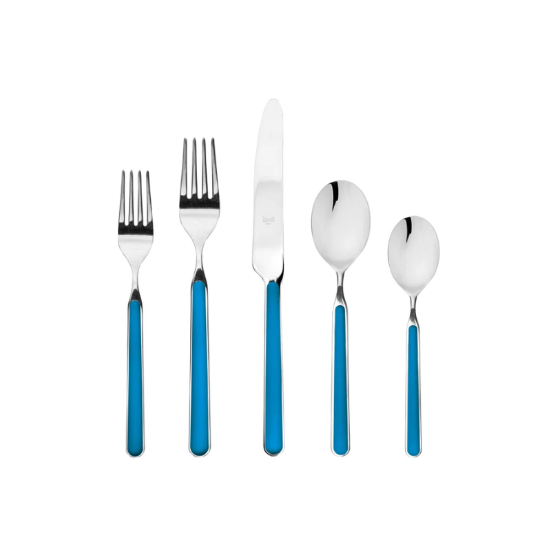 The Fantasia 20 Piece Cutlery Set from Mepra (4 of each per set) in electric blue.