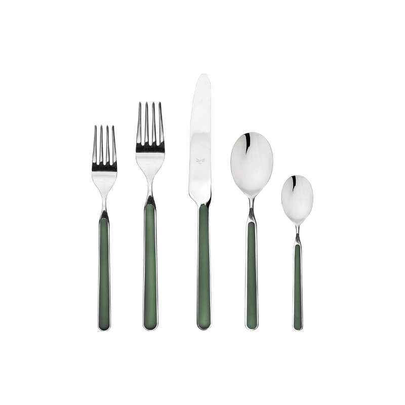 The Fantasia 20 Piece Cutlery Set from Mepra (4 of each per set) in green.