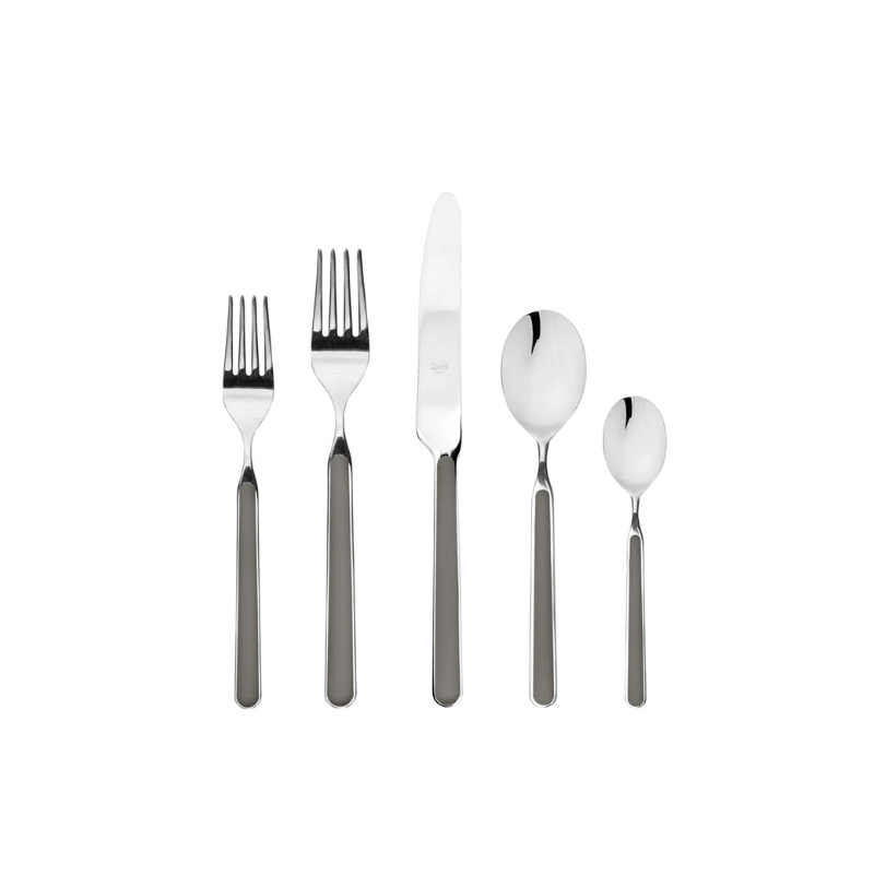 The Fantasia 20 Piece Cutlery Set from Mepra (4 of each per set) in grey.