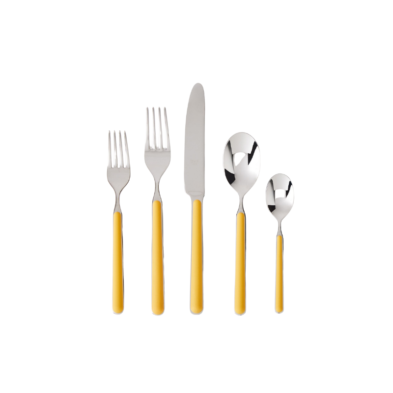 The Fantasia 20 Piece Cutlery Set from Mepra (4 of each per set) in ocher.